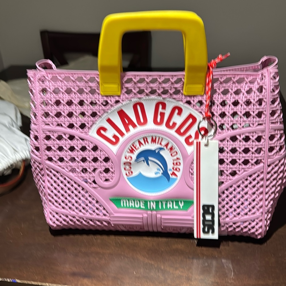 ❤️ “CIAO GCDS” Pink & Yellow Large Tote Bag ❤️